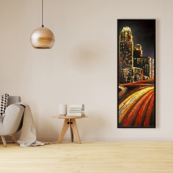 Framed 16 x 48 - Lively city by night