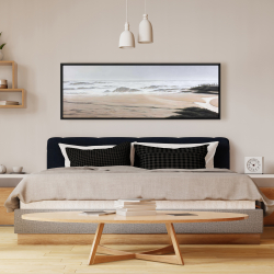 Framed 16 x 48 - Cloudy at the beach