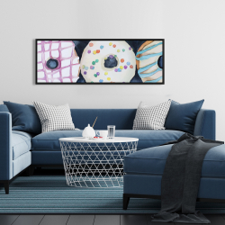 Framed 16 x 48 - Watercolor delicious looking doughtnuts