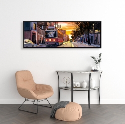Encadré 16 x 48 - Coucher de soleil une rue torontoise