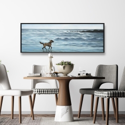 Encadré 16 x 48 - Chien à la plage