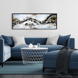 Framed 16 x 48 - Abstract and texturized paint splash