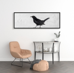 Framed 16 x 48 - Lonely crow