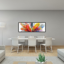 Framed 16 x 48 - Abstract flower with texture