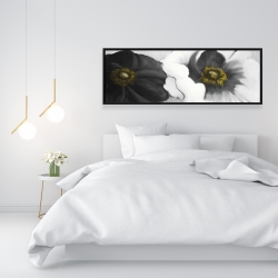 Framed 16 x 48 - Assorted white flowers