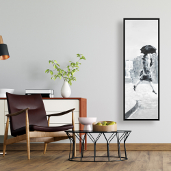 Framed 16 x 48 - Woman in the rain