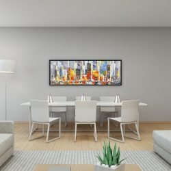 Framed 16 x 48 - Color splash cityscape