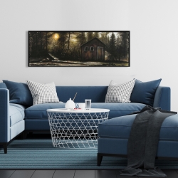Framed 16 x 48 - Cabin in the forest