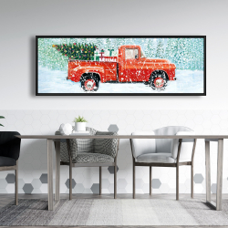 Framed 20 x 60 - Christmas tree truck