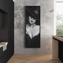 Framed 20 x 60 - Mysterious red lips lady