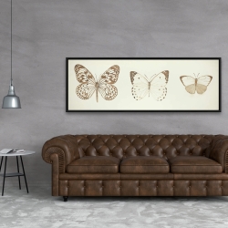 Framed 20 x 60 - Sepia butterflies