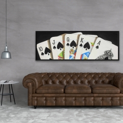 Framed 20 x 60 - Card game spades royal flush closeup