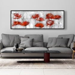 Framed 20 x 60 - Abstract poppies