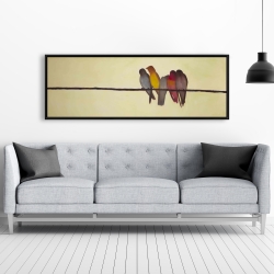 Encadré 20 x 60 - Cinq oiseaux sur une branche