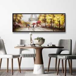 Framed 20 x 60 - Passersby near the eiffel tower