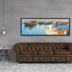Framed 20 x 60 - Fishing boats at the marina