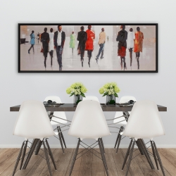 Framed 20 x 60 -  silhouettes in the street