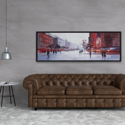 Framed 20 x 60 - Black and red street scene