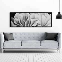 Framed 20 x 60 - Beautiful black and white flower