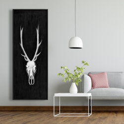 Framed 20 x 60 - Deer skull on black background