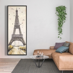 Framed 20 x 60 - Eiffel tower with flying birds