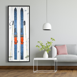 Framed 20 x 60 - Vintage blue ski