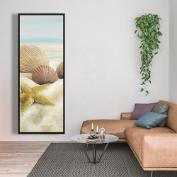 Encadré 20 x 60 - Vue d'une étoile de mer et de coquillages sur la plage