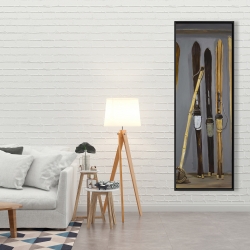 Framed 20 x 60 - Ski poles and vintage skis