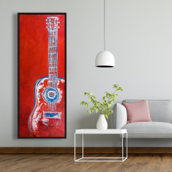 Framed 20 x 60 - Modern red abstract guitar