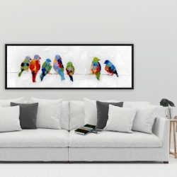 Encadré 20 x 60 - Oiseaux colorés sur des fils