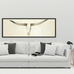 Framed 20 x 60 - Longhorn cattle skull