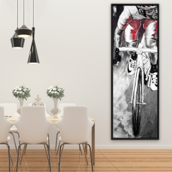 Encadré 20 x 60 - Cycliste en rouge