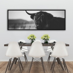 Framed 20 x 60 - Beautiful monochrome highland cow