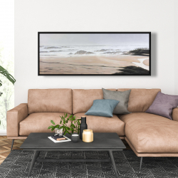 Framed 20 x 60 - Cloudy at the beach