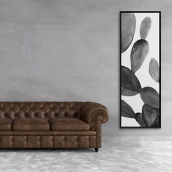 Framed 20 x 60 - Grayscale cactus