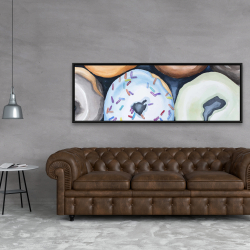Framed 20 x 60 - Watercolor doughtnuts with icing