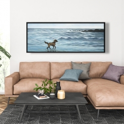 Encadré 20 x 60 - Chien à la plage