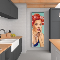 Framed 20 x 60 - Pin up girl with curlers