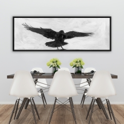 Framed 20 x 60 - Crow in flight