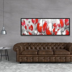 Framed 20 x 60 - Abstract red tulips