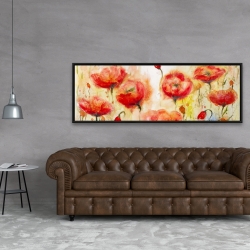Encadré 20 x 60 - Jardin de fleurs rouge