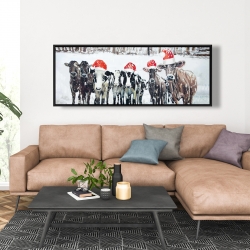 Framed 20 x 60 - Curious christmas cows