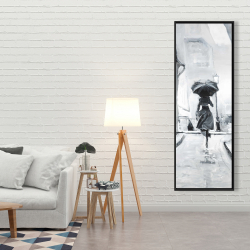 Framed 20 x 60 - Woman running in the rain