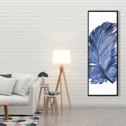 Encadré 20 x 60 - Plume bleue à l'aquarelle