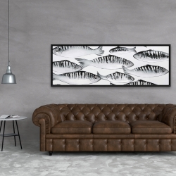 Framed 20 x 60 - Gray shoal of fish