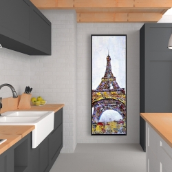Framed 20 x 60 - Abstract paint splash eiffel tower