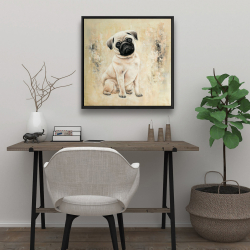 Framed 24 x 24 - Small pug dog