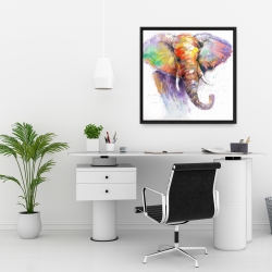 Framed 24 x 24 - Beautiful and colorful elephant