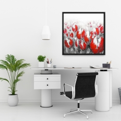 Framed 24 x 24 - Abstract red tulips