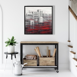 Encadré 24 x 24 - Ville grise avec nuages rouges